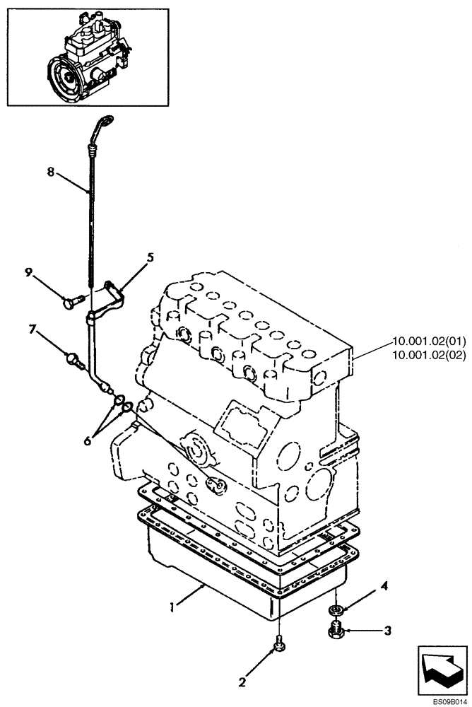 Схема запчастей Case SR150 - (10.102.01) - OIL PAN & GAUGE (10) - ENGINE