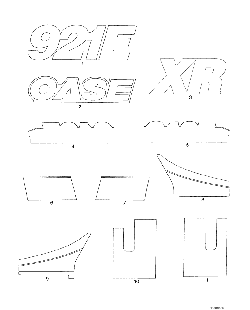 Схема запчастей Case 921E - (09-96) - DECALS - MODEL (09) - CHASSIS