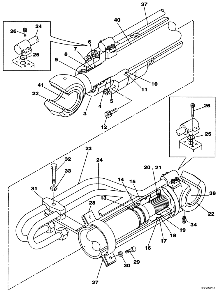 Схема запчастей Case CX240B - (08-088) - CYLINDER ASSY, BOOM, LEFT HAND (08) - HYDRAULICS