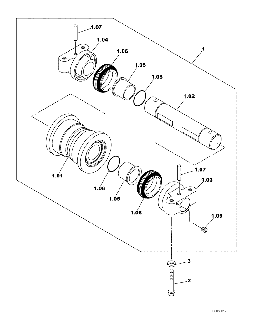 Схема запчастей Case CX800 - (05-003-00[01]) - ROLLER LOWER (11) - TRACKS/STEERING