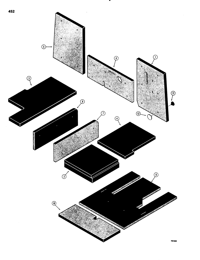 Схема запчастей Case 1150C - (452) - CAB NOISE REDUCTION PADS, USED BEFORE TRACTOR SN 7307881 (09) - CHASSIS/ATTACHMENTS