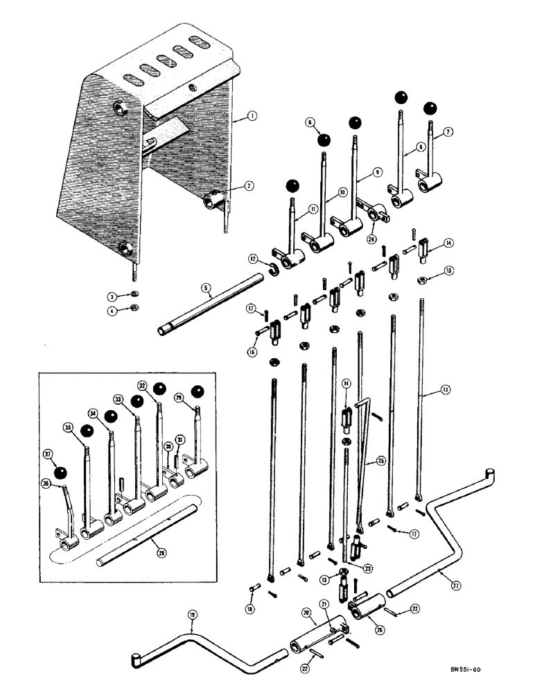 Схема запчастей Case 420C - (274) - BACKHOE CONTROL LEVERS AND LINKAGE (18) - ATTACHMENT ACCESSORIES