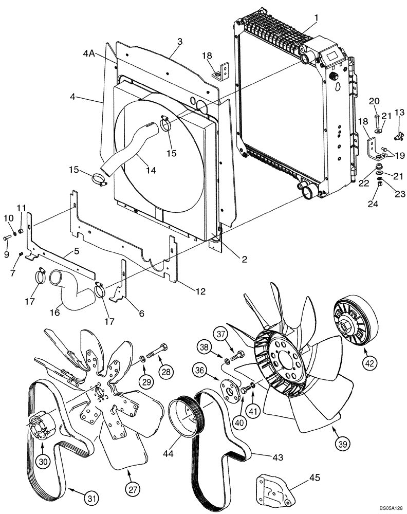 Схема запчастей Case 580M - (02-01) - RADIATOR - MOUNTING (02) - ENGINE