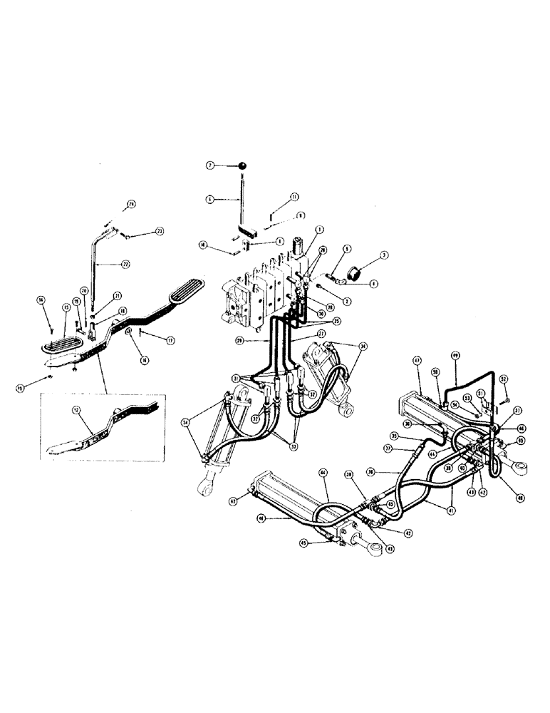 Схема запчастей Case 400 - (276) - SWING CYLINDER AND STABILIZER CYLINDER HYDRAULICS, BACKHOE (07) - HYDRAULIC SYSTEM