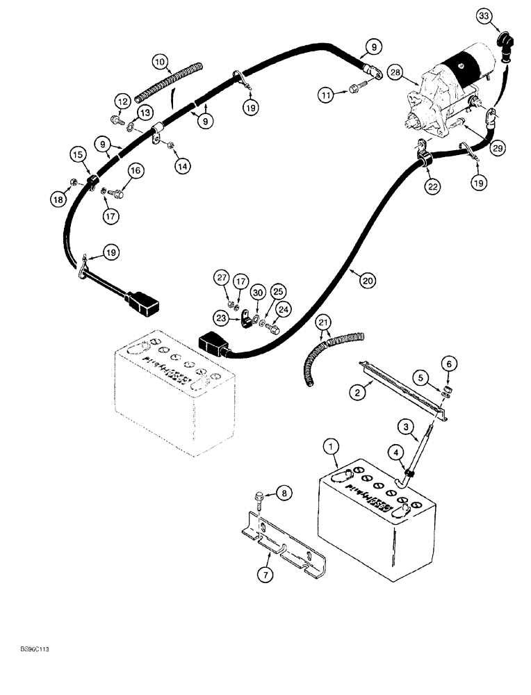 Схема запчастей Case 550G - (4-12) - BATTERY MOUNTING, CABLES, AND STARTER (06) - ELECTRICAL SYSTEMS