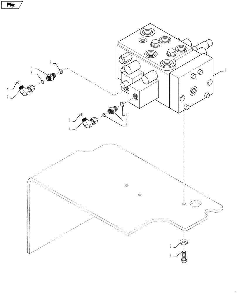 Схема запчастей Case 621F - (35.357.01) - PILOT VALVE INSTALLATION, 2 LEVER, Z-BAR AND XR/LR (35) - HYDRAULIC SYSTEMS