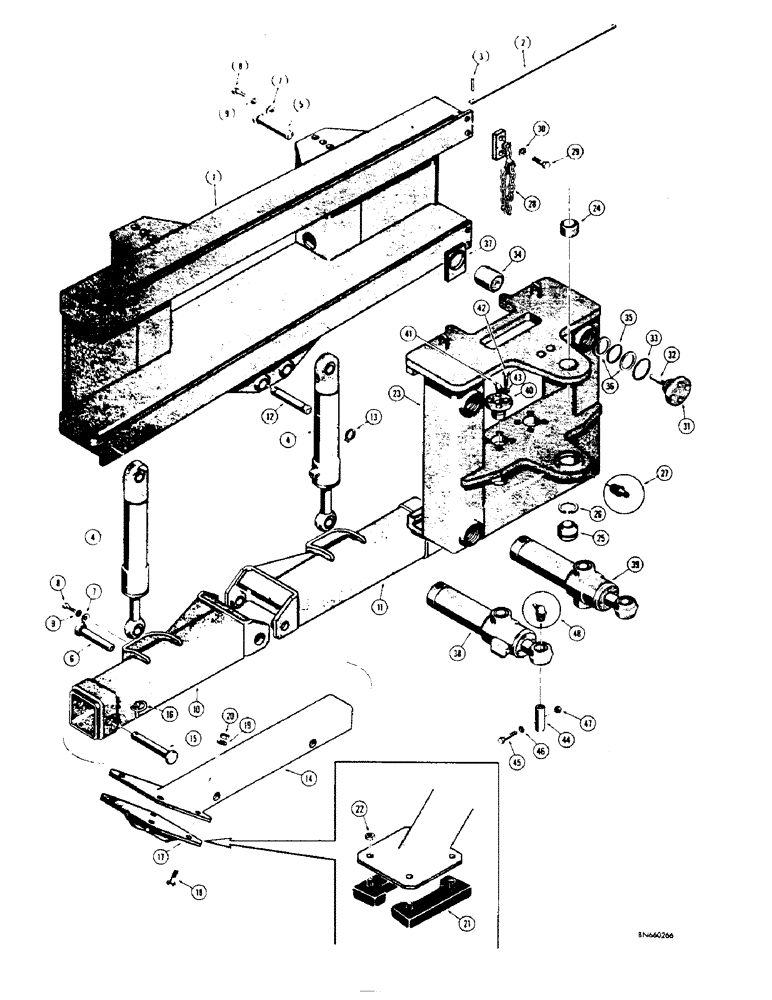 Схема запчастей Case 32S - (081A) - MOUNTING FRAME AND STABILIZERS, FOR MODEL 32-S BACKHOE 