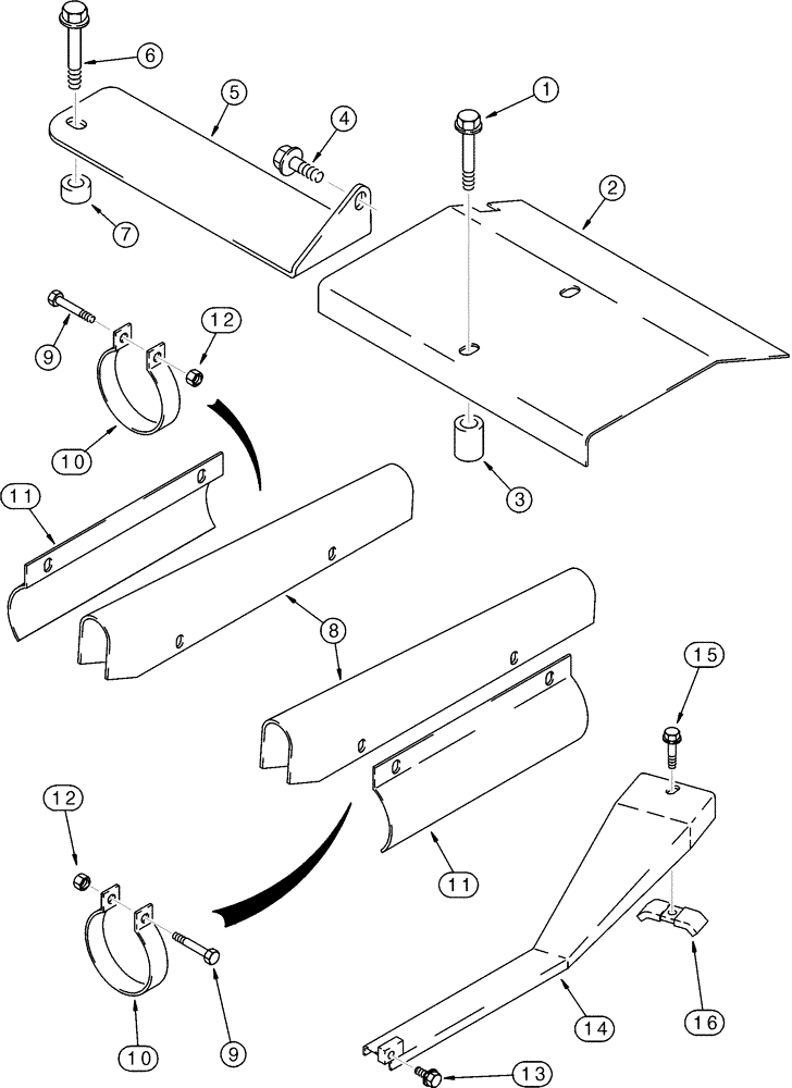 Схема запчастей Case 750H - (09-04) - SHIELDS, DOZER HYDRAULICS (09) - CHASSIS