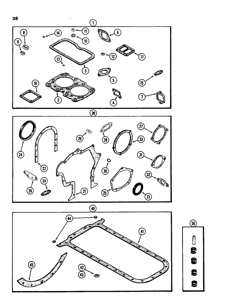 Схема запчастей Case 855C - (038) - ENGINE GASKET KITS, 336BD AND 336BDT DIESEL ENGINE, VALVE GRIND KIT (01) - ENGINE