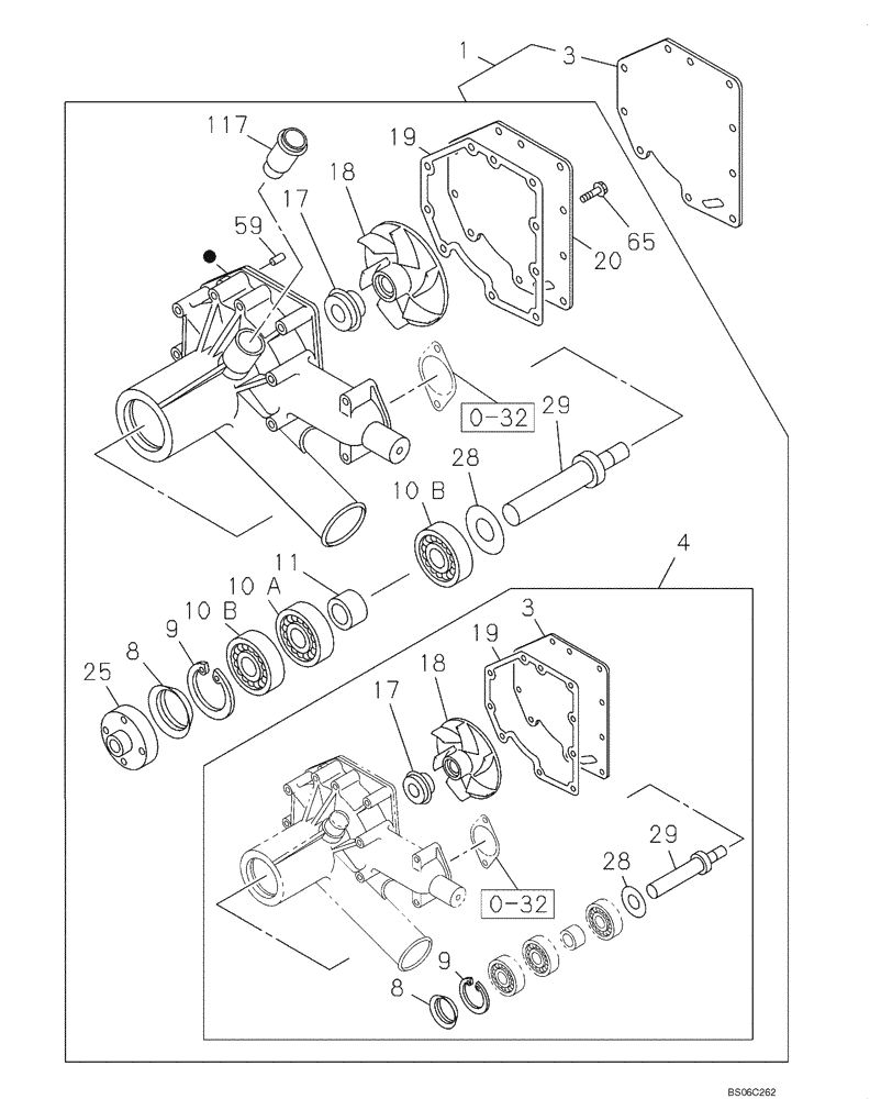 Схема запчастей Case CX350B - (02-22) - WATER PUMP (02) - ENGINE