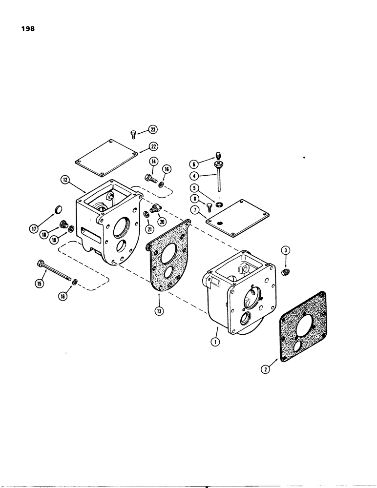 Схема запчастей Case 580C - (198) - SHUTTLE HOUSING, 2-SPEED MECHANICAL SHUTTLE (06) - POWER TRAIN