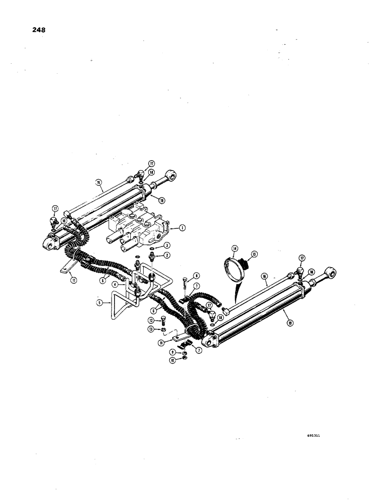 Схема запчастей Case 850 - (248) - POWER ANGLE TILT DOZER HYDRAULICS, ANGLING CIRCUIT (07) - HYDRAULIC SYSTEM