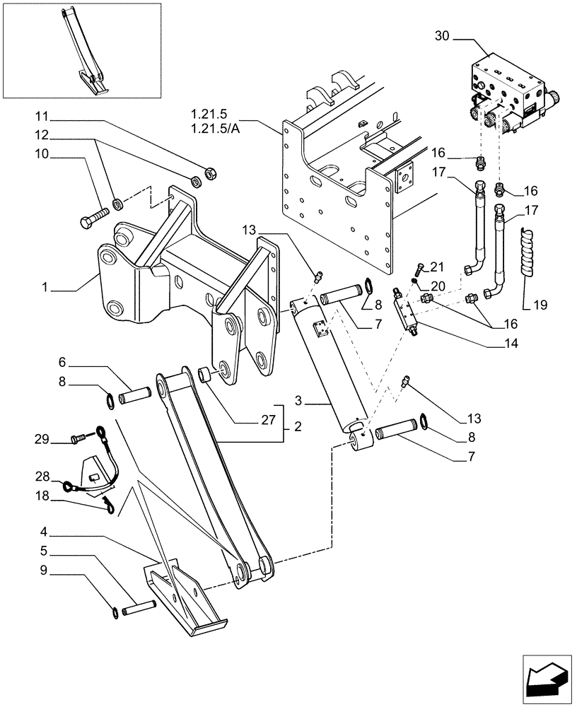 Схема запчастей Case TX945 - (9.59001[01]) - STD STABILISER - OPTIONAL CODE 749267001 - VERSION (03/04) (39) - FRAMES AND BALLASTING