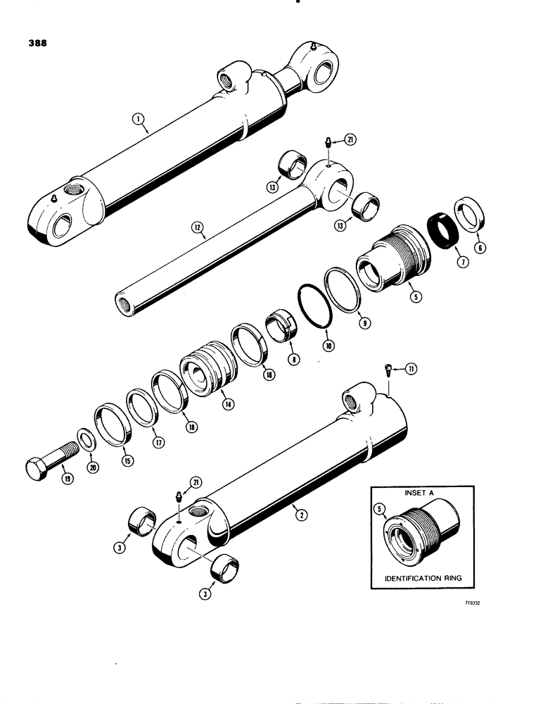 Схема запчастей Case 580C - (388) - G101251 LOADER GRAPPLE CYLINDER, WITH ONE PIECE PISTON (08) - HYDRAULICS