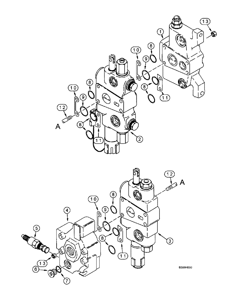 Схема запчастей Case 570LXT - (8-071A) - LOADER CONTROL VALVE, TWO SPOOL, WITH FEMALE CLEVIS TYPE SPOOL EYES (08) - HYDRAULICS