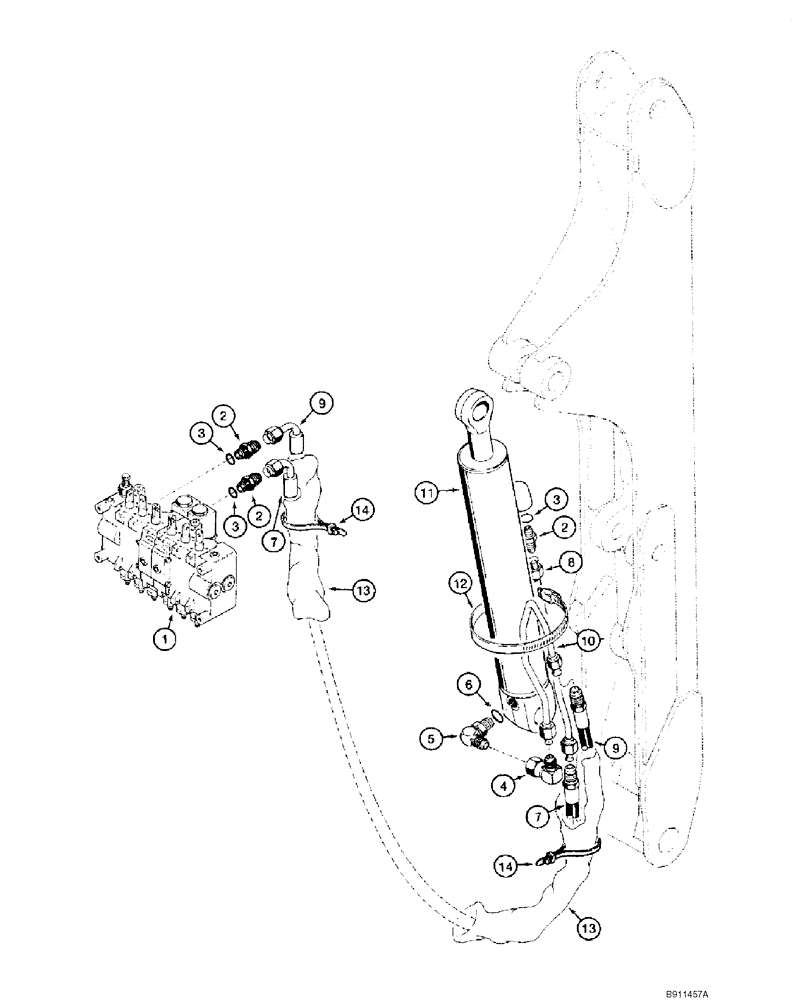 Схема запчастей Case 1845C - (08-52) - HYDRAULIC SYSTEM - BACKHOE BOOM CYLINDER (NORTH AMERICA), D125 (08) - HYDRAULICS