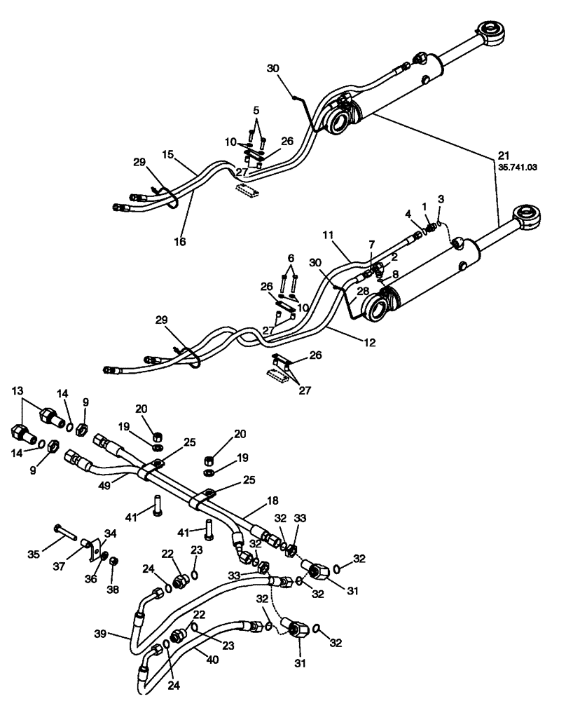 Схема запчастей Case 650L - (35.310.03) - HYDRAULICS - ANGLE CIRCUIT (35) - HYDRAULIC SYSTEMS