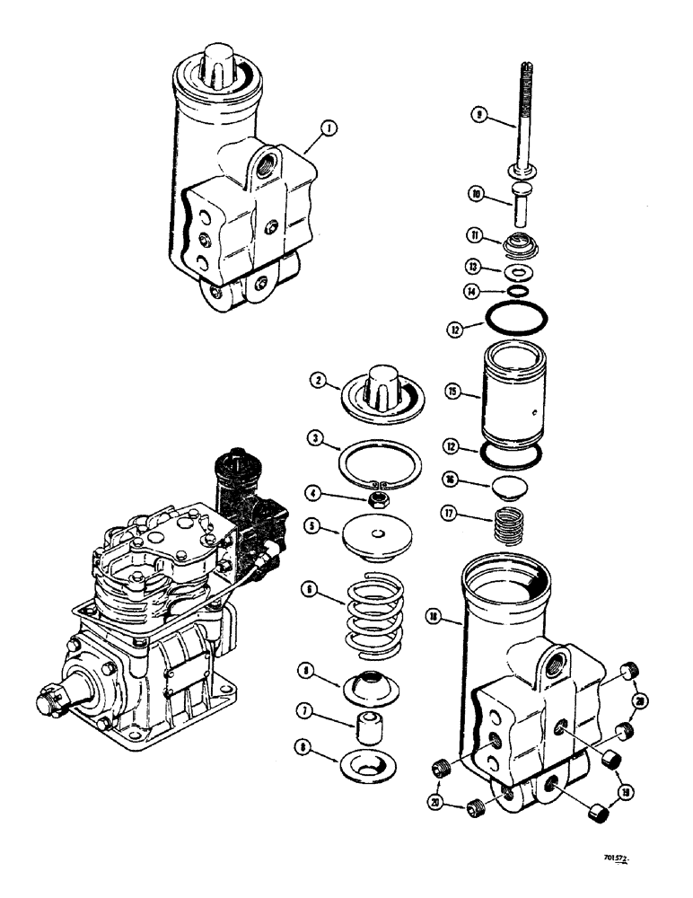 Схема запчастей Case 680CK - (110) - BRAKE SYSTEM, AIR COMPRESSOR GOVERNOR (33) - BRAKES & CONTROLS