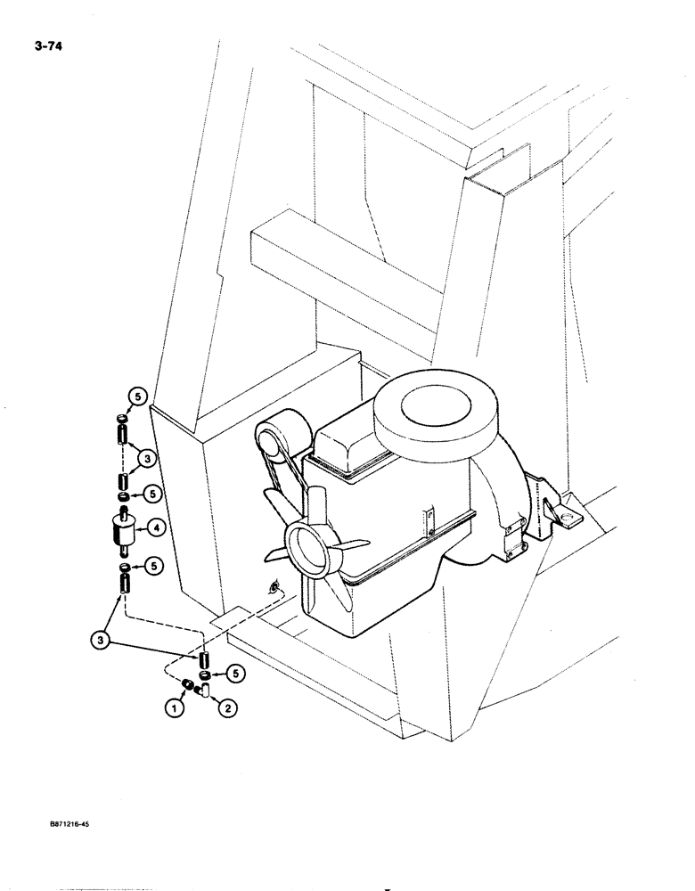 Схема запчастей Case 1825 - (3-74) - FUEL FILTER AND FUEL LINES TO ENGINE, GASOLINE MODELS (03) - FUEL SYSTEM