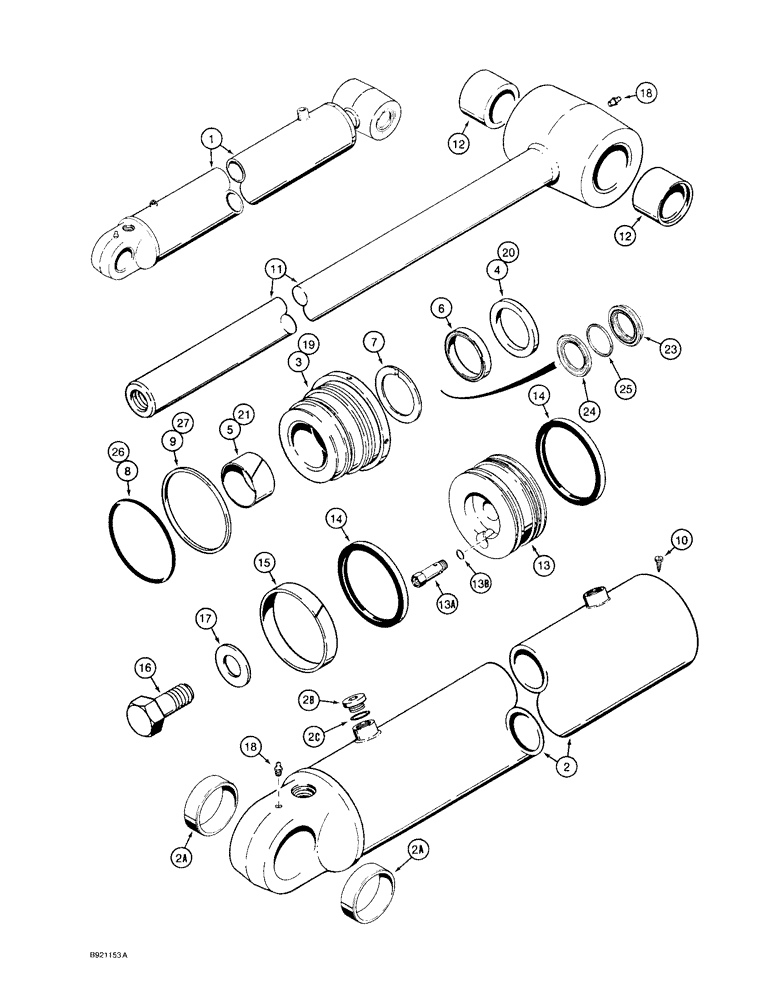 Схема запчастей Case 580SK - (8-130) - BACKHOE BOOM CYLINDER (08) - HYDRAULICS