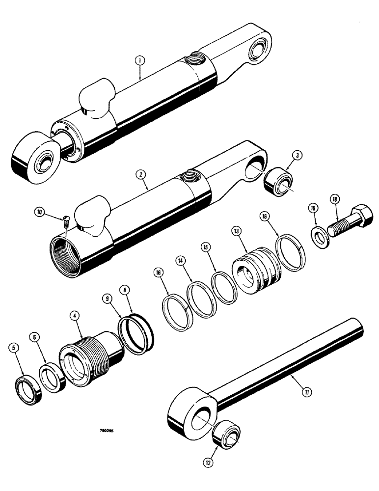 Схема запчастей Case 680CK - (340) - G102515 3-PT. HITCH PITCH CYLINDER, 2-1/2" DIA. CYL. W/ 6" STROKE WITH ONE PIECE PISTON (35) - HYDRAULIC SYSTEMS