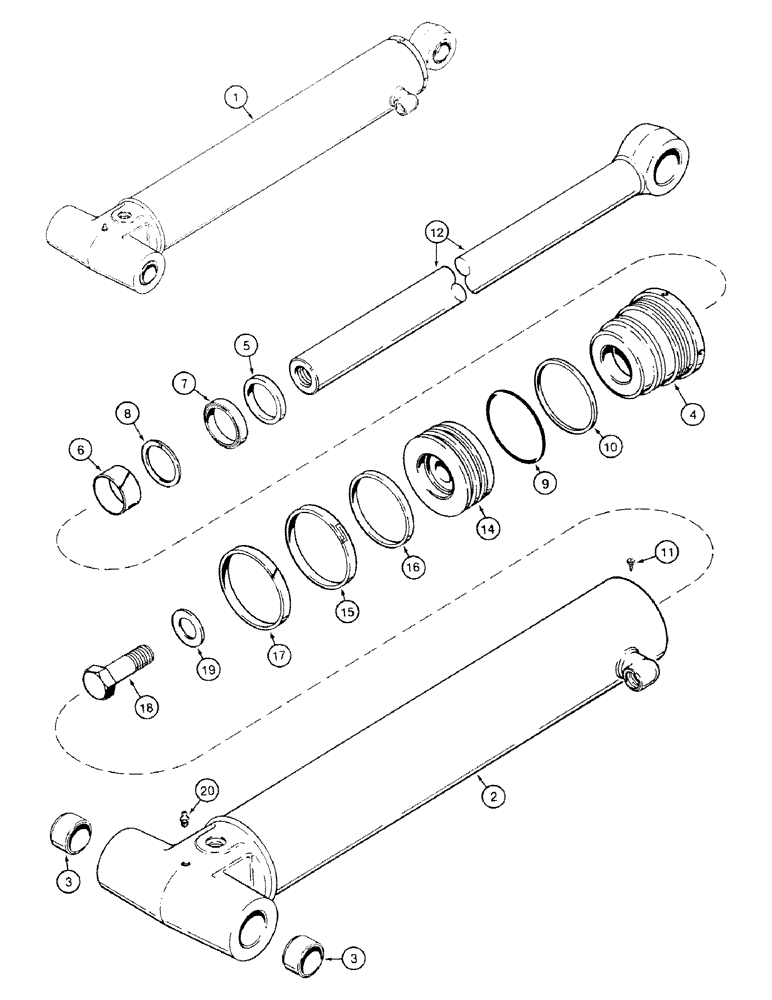 Схема запчастей Case 580SK - (8-360) - STABILIZER CYLINDERS, INTEGRAL BACKHOE (08) - HYDRAULICS