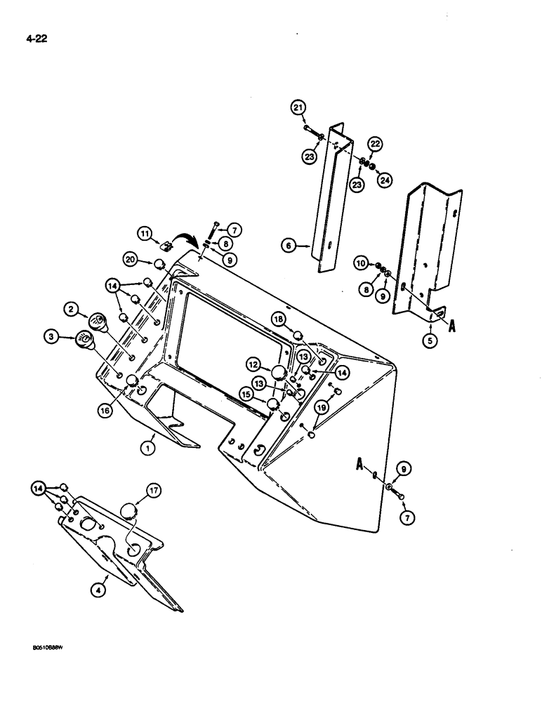 Схема запчастей Case 680L - (4-22) - INSTRUMENT PANEL AND COVERS (04) - ELECTRICAL SYSTEMS