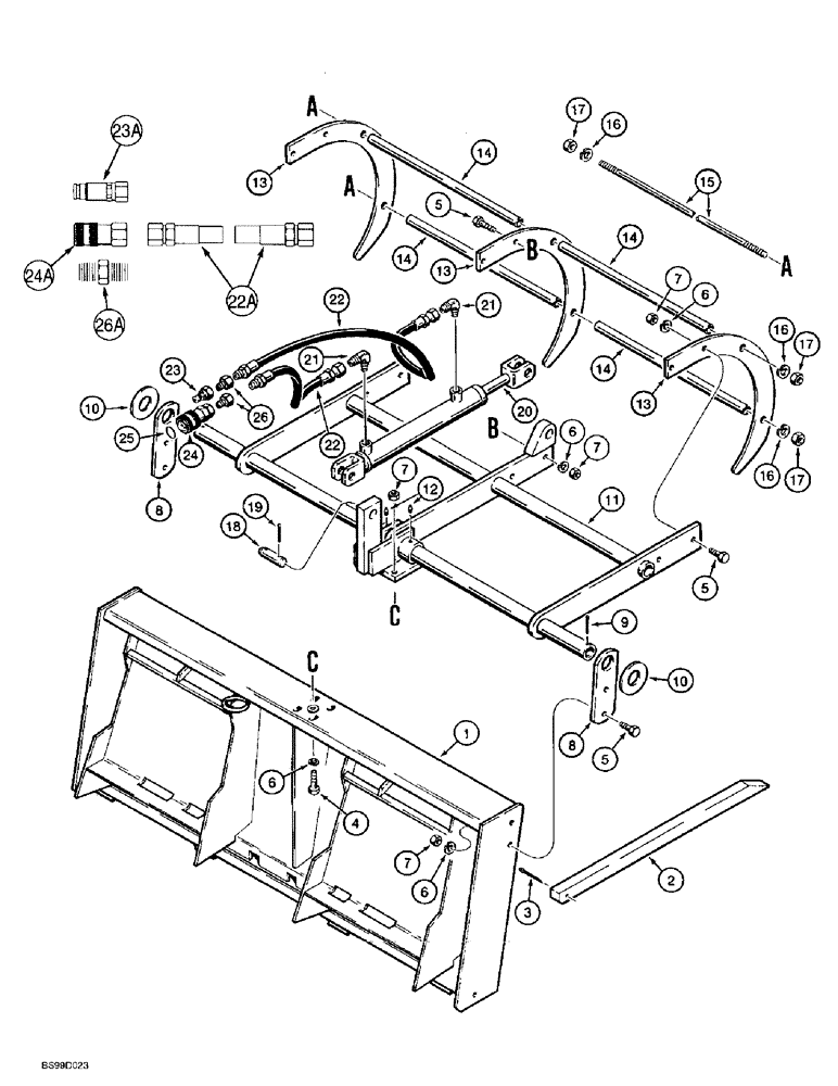 Схема запчастей Case 1838 - (9-14) - MANURE FORK & GRAPPLE (09) - CHASSIS/ATTACHMENTS