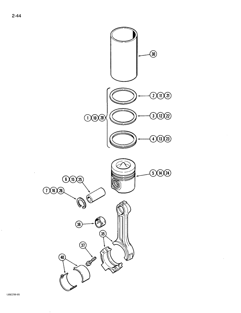 Схема запчастей Case 780D - (2-44) - PISTONS, 6T-590 ENGINE (02) - ENGINE