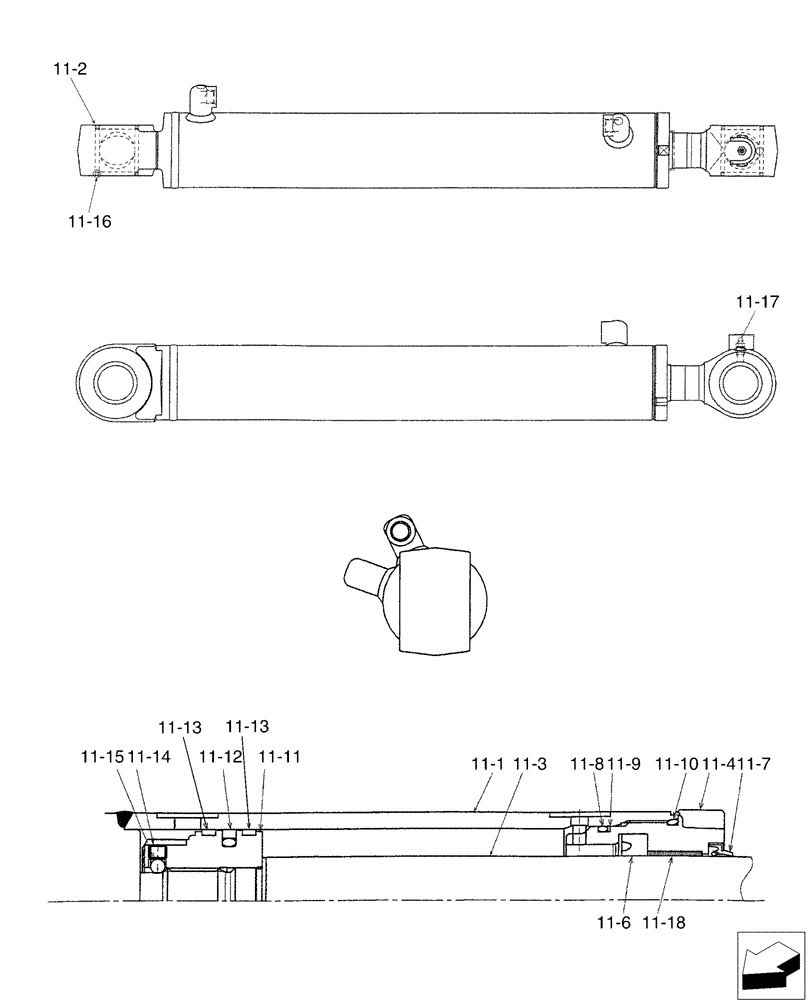 Схема запчастей Case CX36B - (01-007[02]) - CYLINDER INSTAL (35) - HYDRAULIC SYSTEMS