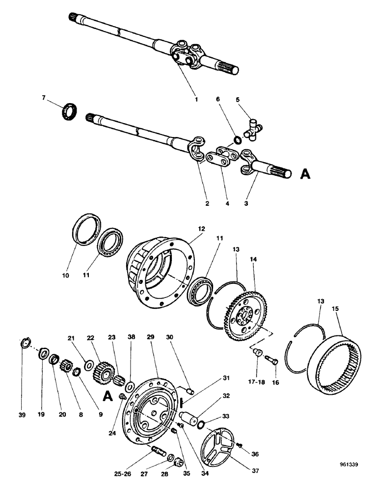 Схема запчастей Case 580G - (30) - FRONT DRIVE AXLE - AXLE SHAFT AND PLANETARY 