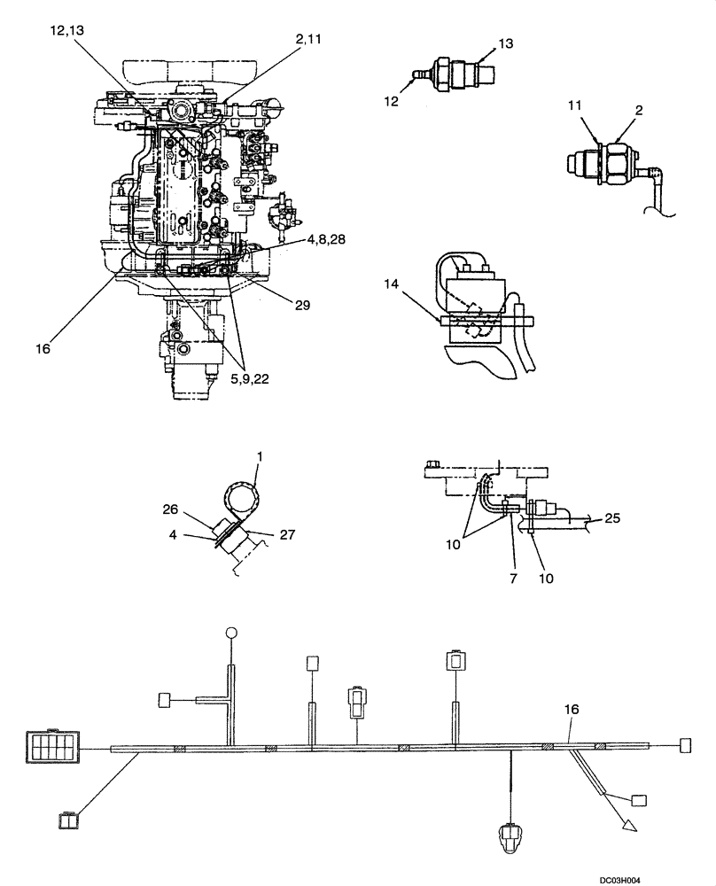 Схема запчастей Case CX25 - (04-09[00]) - HARNESS ASSY - ENGINE (04) - ELECTRICAL SYSTEMS