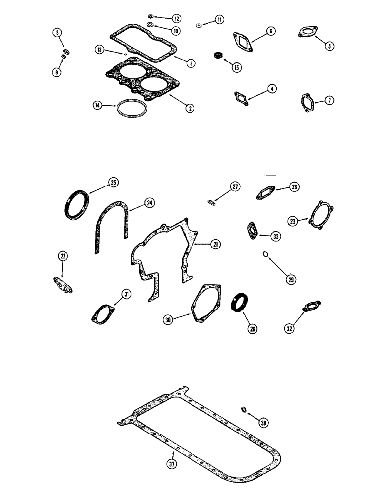 Схема запчастей Case 680CK - (028) - ENGINE GASKET KITS, (301B) DIESEL ENGINE (10) - ENGINE