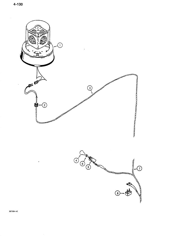 Схема запчастей Case 680K - (4-130) - 12 VOLT ROTATING BEACON AND CIRCUIT, CAB OR CANOPY (04) - ELECTRICAL SYSTEMS
