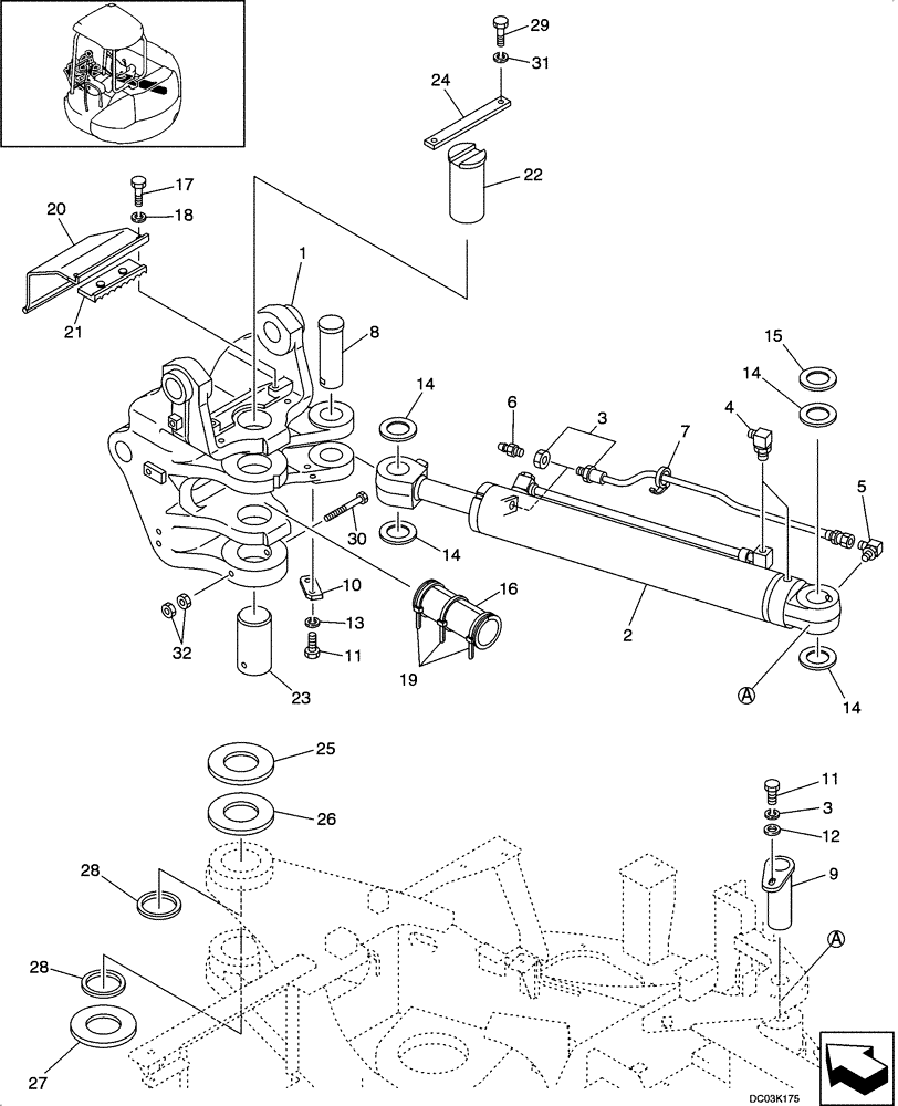 Схема запчастей Case CX47 - (09-05[00]) - BRACKET ASSY - SWING, CANOPY (09) - CHASSIS/ATTACHMENTS