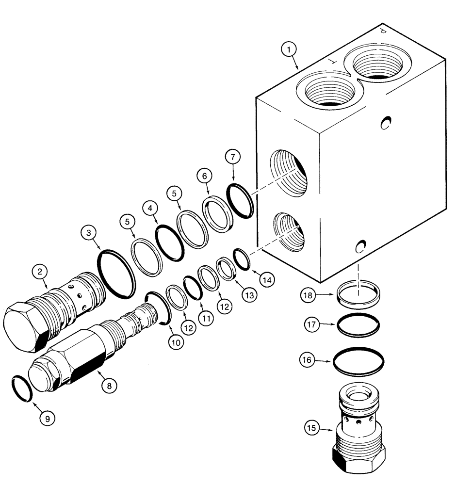 Схема запчастей Case 721C - (08-17) - VALVE, UNLOADING (08) - HYDRAULICS