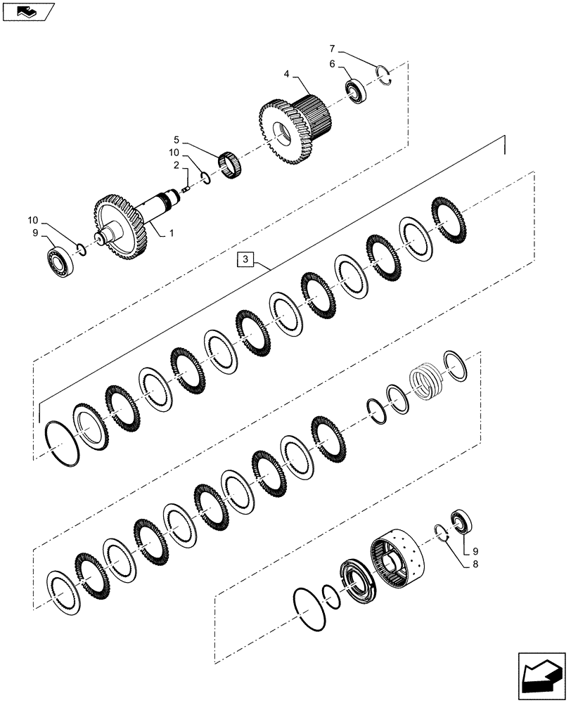 Схема запчастей Case 721F - (21.100.09) - TRANSMISSION, FORWARD CLUTCH ASSEMBLY (21) - TRANSMISSION