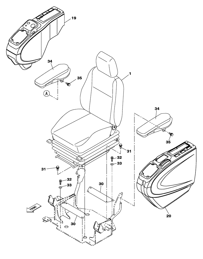 Схема запчастей Case CX470C - (09-018-00[01]) - OPERATORS COMPARTMENT - SEAT AND CONTROL ARM MOUNTING (05.1) - UPPERSTRUCTURE CHASSIS/ATTACHMENTS