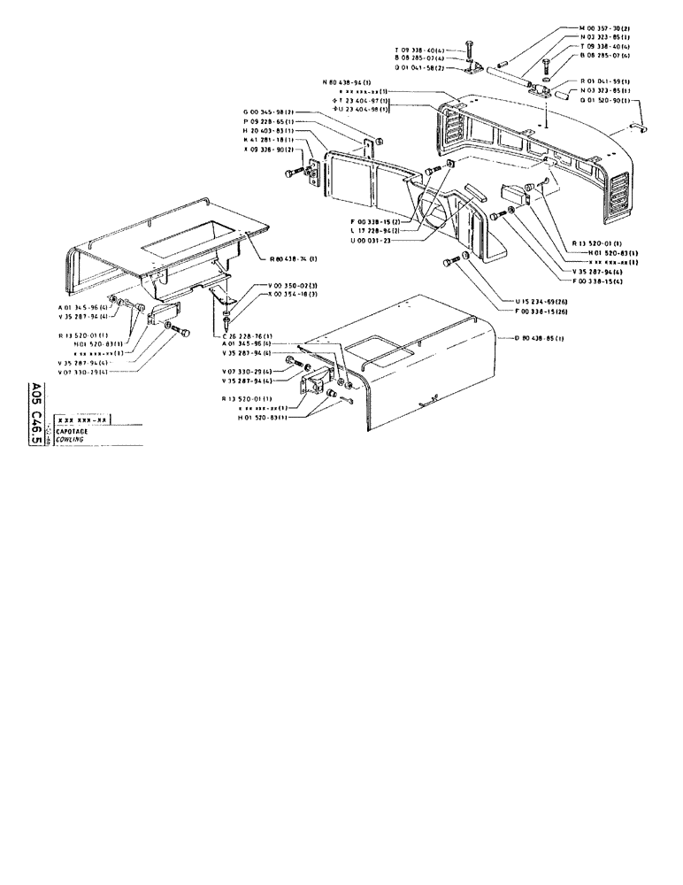 Схема запчастей Case 90BCL - (044) - COWLING (05) - UPPERSTRUCTURE CHASSIS