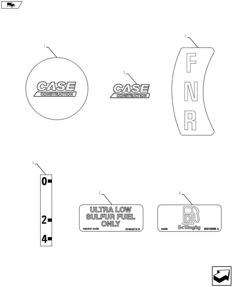 Схема запчастей Case 590SN - (90.108.05) - VAR - 423056, 747882, 747883, X47086X - DECALS (90) - PLATFORM, CAB, BODYWORK AND DECALS