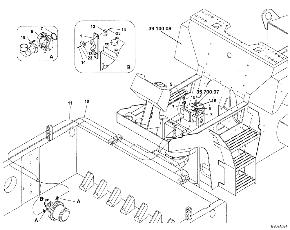 Схема запчастей Case SV212 - (35.353.05[01]) - LINES, FRONT DRUM DRIVE - BSN DDD003017 (35) - HYDRAULIC SYSTEMS