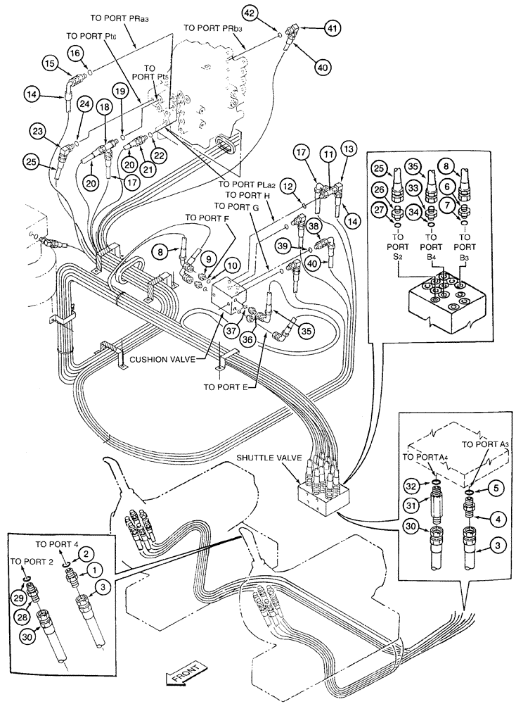 Схема запчастей Case 9050B - (8-044) - BOOM CONTROL LINES, BOOM-UP LINES (08) - HYDRAULICS