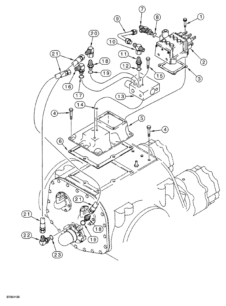 Схема запчастей Case 1150G - (6-031A) - TRANSMISSION ASSEMBLY HYDRAULICS, HIGH/LOW RANGE LINES (03) - TRANSMISSION