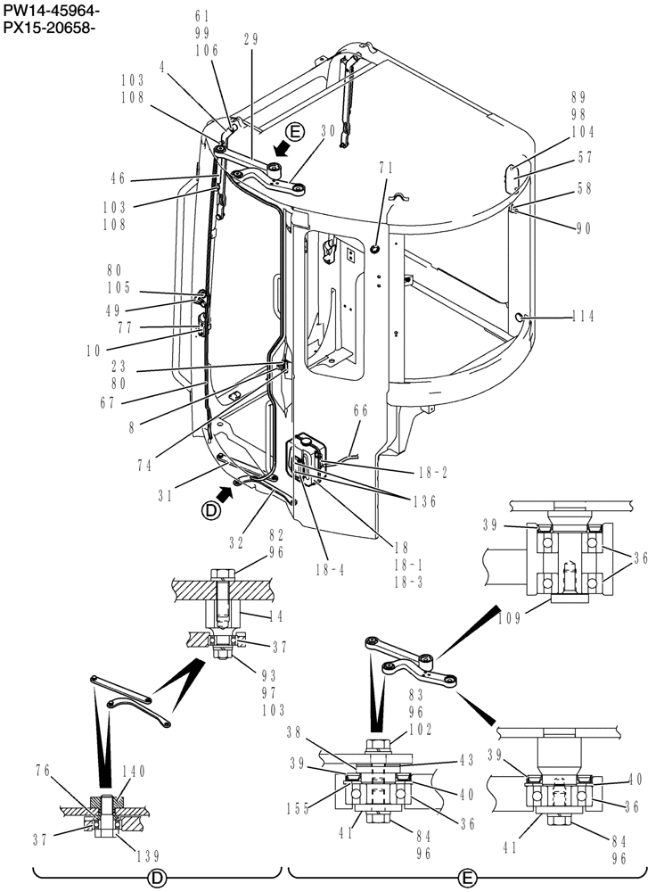 Схема запчастей Case CX31B - (180-01[3]) - CAB ASSEMBLY (00) - GENERAL & PICTORIAL INDEX