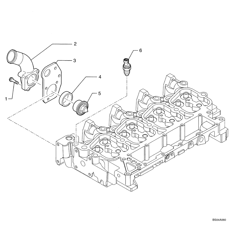 Схема запчастей Case 580SM - (02-37) - THERMOSTAT - ENGINE COOLING SYSTEM (02) - ENGINE