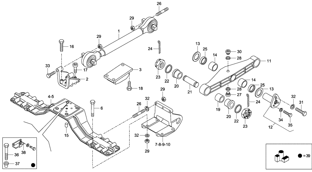 Схема запчастей Case 330 - (39A00000646[03]) - REAR SUSPENSION (11) - AXLES/WHEELS