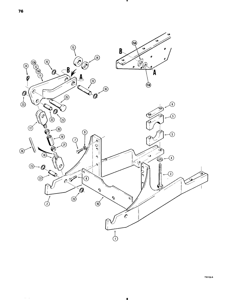 Схема запчастей Case 35 - (076) - BACKHOE MOUNTING PARTS, 450 AND 450B ONLY 