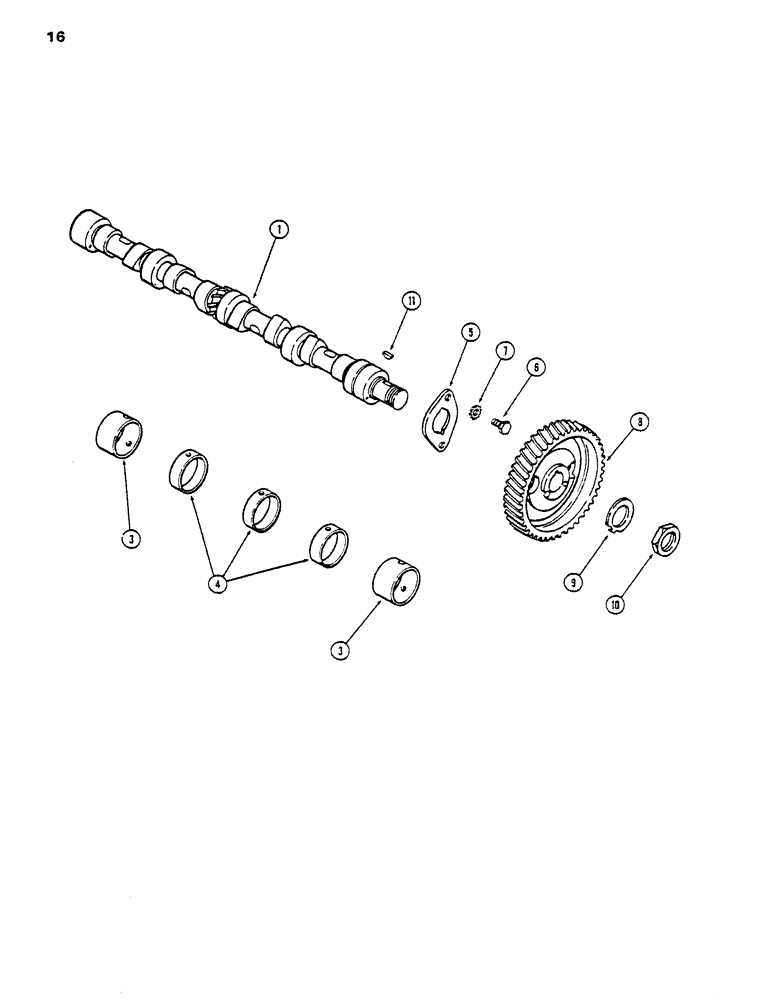 Схема запчастей Case DH5 - (16) - CAMSHAFT (10) - ENGINE