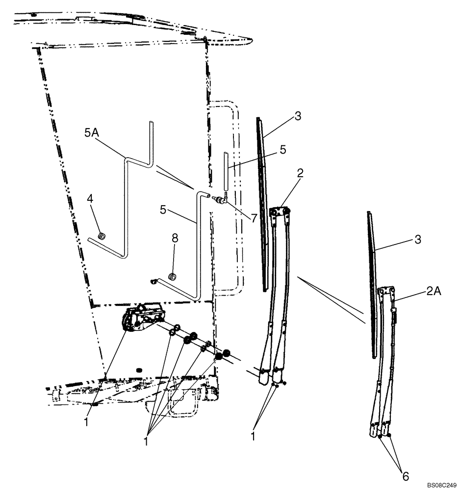 Схема запчастей Case 821E - (04-25) - CAB - WIPER, FRONT (04) - ELECTRICAL SYSTEMS