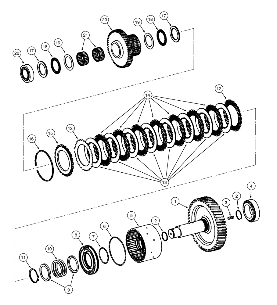 Схема запчастей Case 845 - (06-16[01]) - TRANSMISSION - 3rd SPEED AXLE (06) - POWER TRAIN